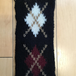 【受注生産】(紳士用)モヘヤとウールの高級毛糸で丁寧に編んだふわふわのアーガイル模様の手編みの手袋 4枚目の画像
