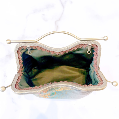 1点物！秋色グリーン系グラデーション♡上質箔加工高級帯バッグ  