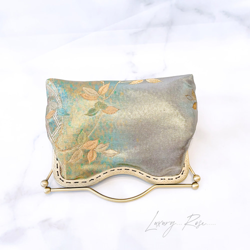 1点物！秋色グリーン系グラデーション♡上質箔加工高級帯バッグ  