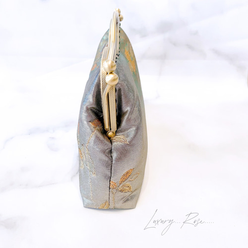 1点物！秋色グリーン系グラデーション♡上質箔加工高級帯バッグ  