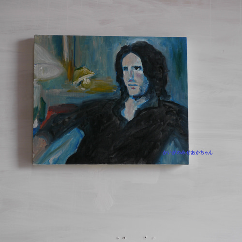 38×46㎝「座る白人男性」F8・原画・油彩