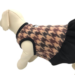 犬服 ペット服 冬 タンクトップ スカート ベージュ チェック イタグレ コーギー フレブル ダックス 中型犬 小型犬 5枚目の画像