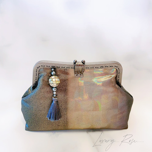 真夜中の神秘的な星屑のグラデーション♡希少上質箔加工高級帯バッグ