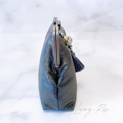 真夜中の神秘的な星屑のグラデーション♡希少上質箔加工高級帯バッグ