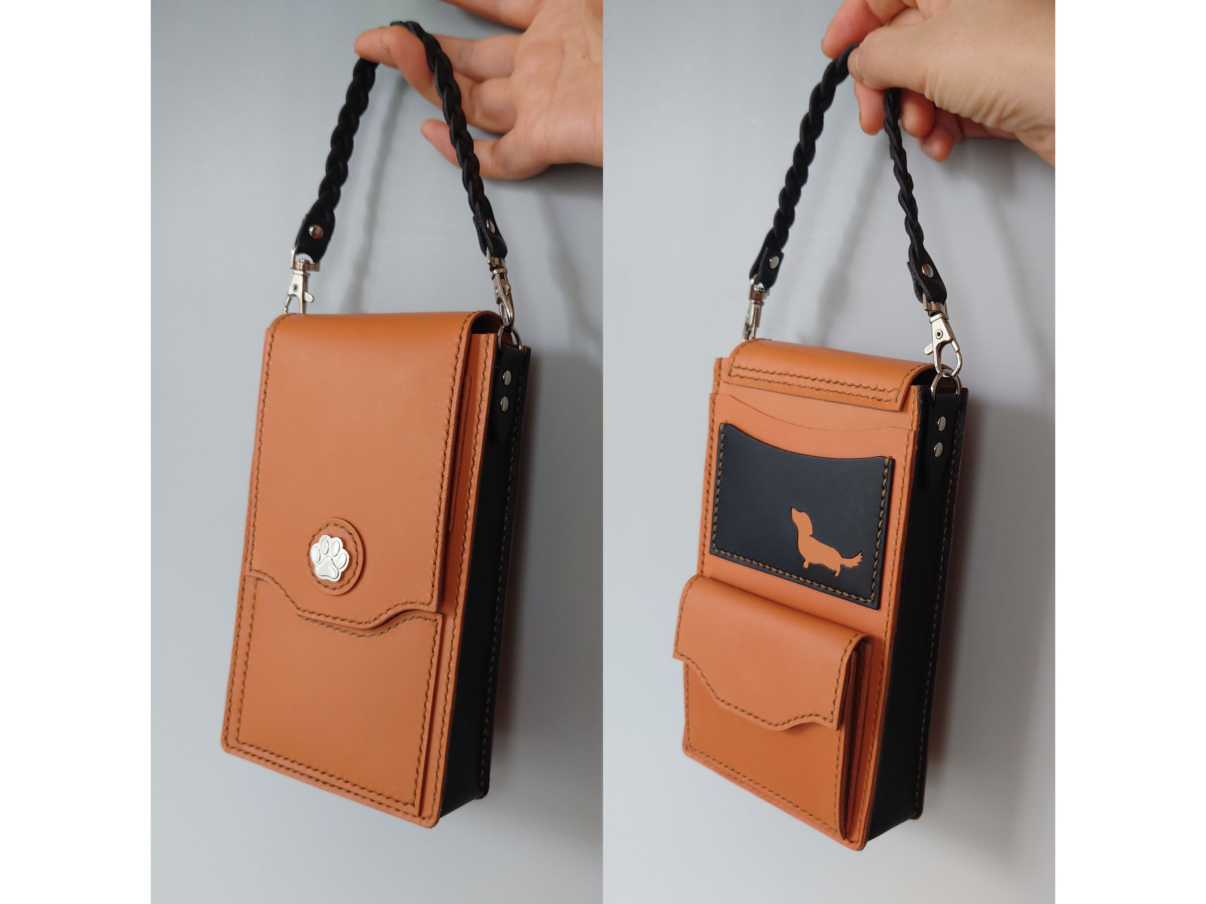 犬種別シルエット【スマホウォレット】縦型ポシェット・肩紐長さ調整可※ハンド紐付属 ※袋ラッピング無料