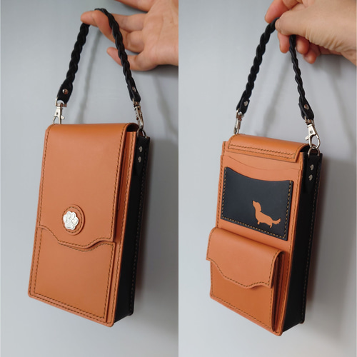 犬種別シルエット【スマホウォレット】縦型ポシェット・肩紐長さ調整可