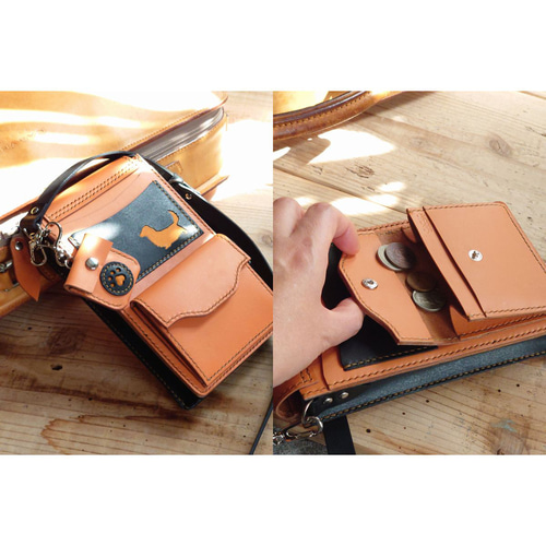 犬種別シルエット【スマホウォレット】縦型ポシェット・肩紐長さ調整可