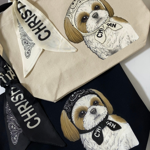 №456❤️ゆー様専用ページ♡シーズー3頭柄バッグ♡ハンドメイド♡ズパゲッティ♡ バッグ