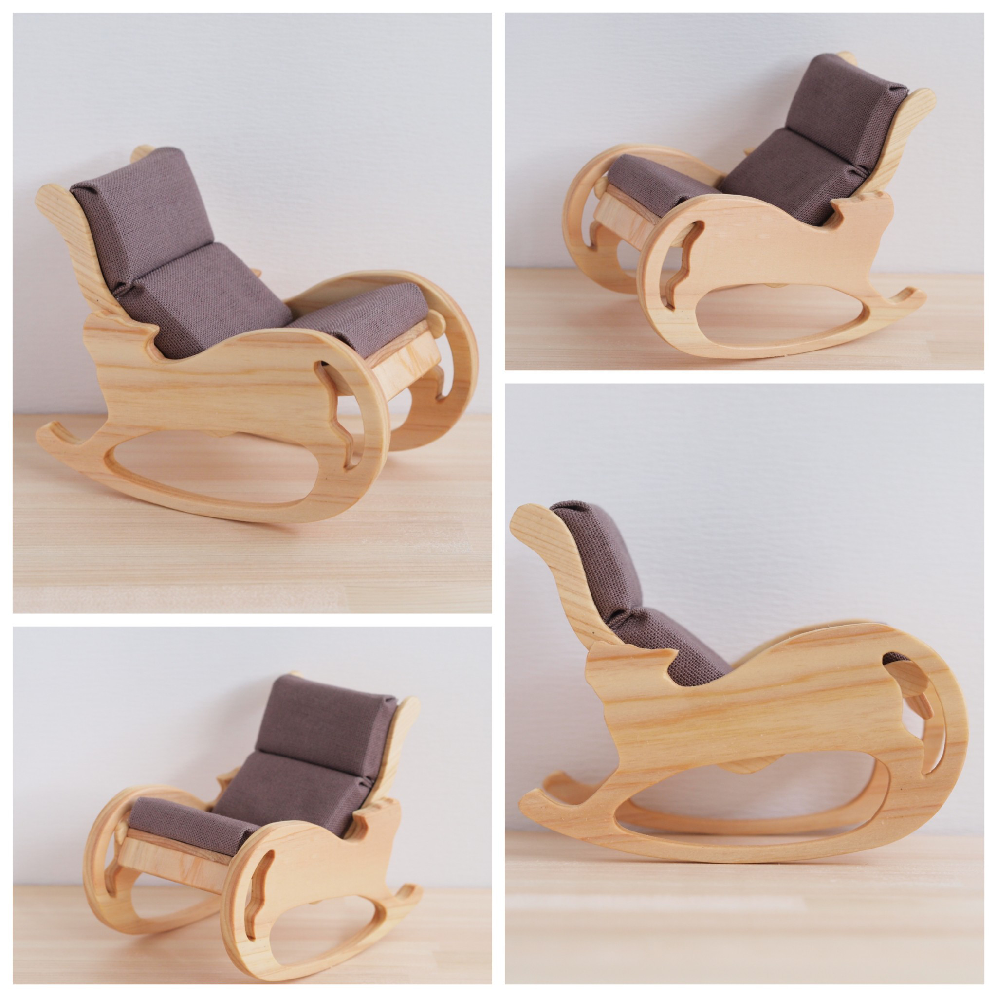 《ミニチュア家具》猫シルエット ロッキングチェア ミニチュア 家具 インテリア ドールハウス
