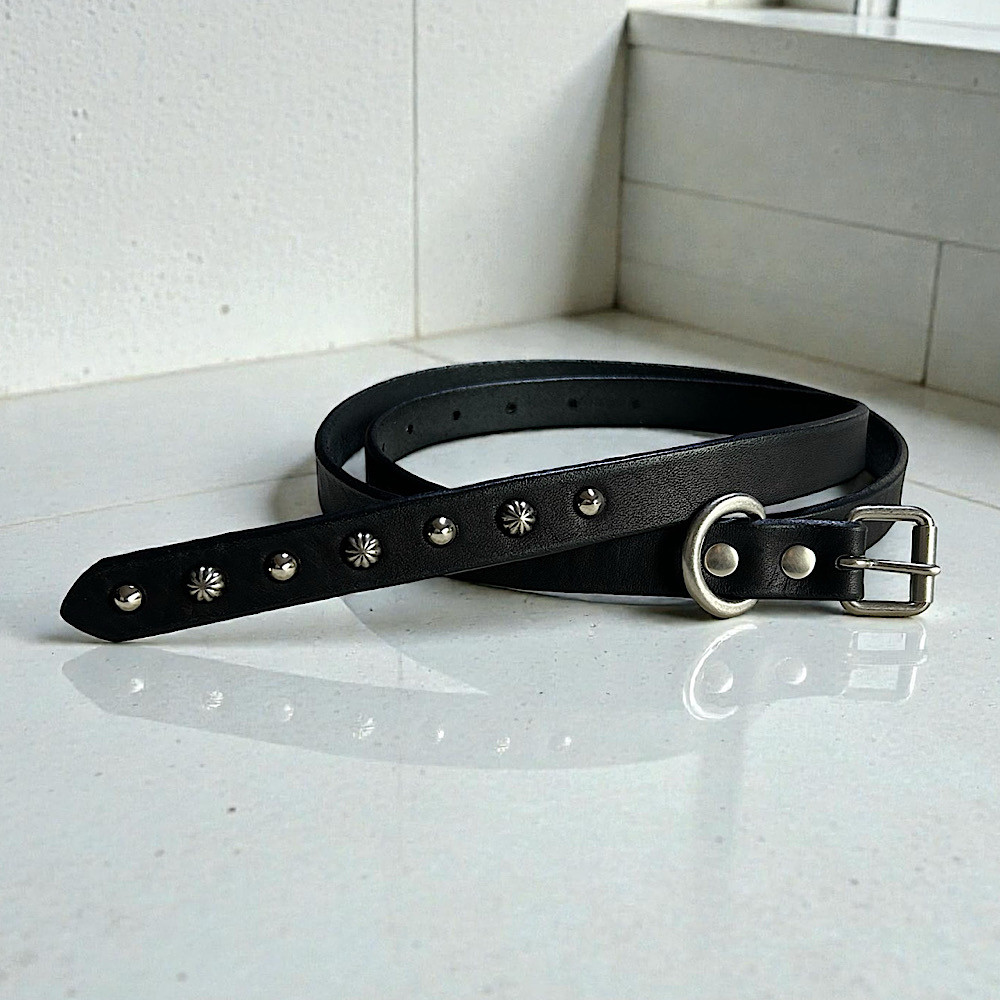 ナローベルト　スタッズベルト　ロングベルト　栃木レザーベルト　本革ベルト　細ベルト　【Nje-bt19-7】