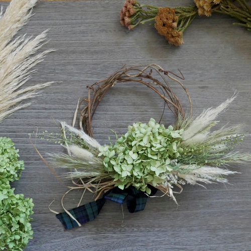 2.アナベルオーバルリース 秋の新作❤︎グリーンアナベルのオーバルリース | エンジェル・リース工房