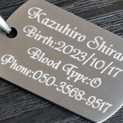 ドッグタグ ヘアライン仕上げ ネックレス ペンダント オリジナル 刻印 ステンレス Stainless Dog Tag 4枚目の画像