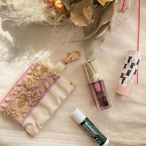 Tomtom様 おまとめ用）リップポーチ ミニポーチ インド刺繍 リボン②