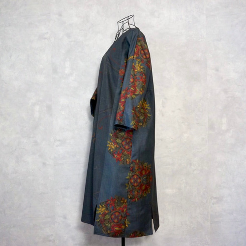 着物リメイクワンピース　大島紬 １０月上旬発送 SOLD 着物リメイク ワンピース 大島紬 ワンピース さらあお 通販