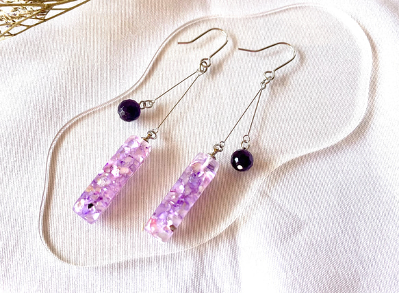 キラキラ　レジン　ピアス　イヤリング+100円　シェル ブルー　パープル キラキラ レジン ピアス イヤリング+ シェル ブルー パープル