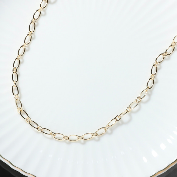 Oデザインチェーンネックレス◇長さ40-60cm♪【14kgf Oデザインチェーンネックレス◇長さ40-60cm♪【14kgf