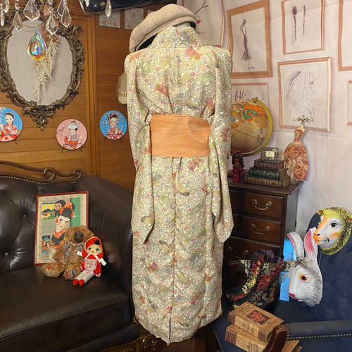 和洋折衷 レトロ 古着 着物 和 モダン ハンドメイド リメイク  