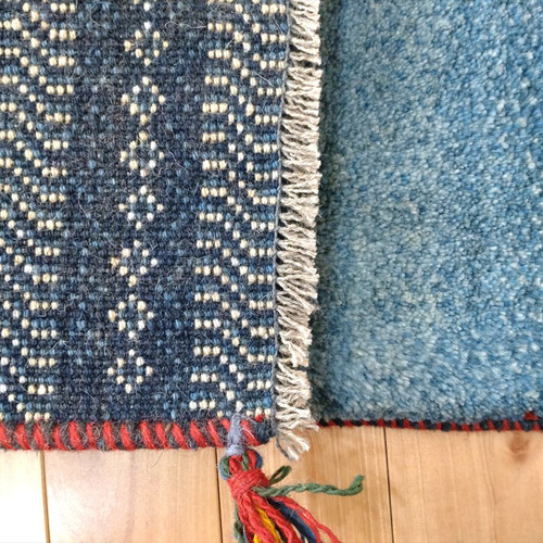 【夏の大キャンペーン】ギャッベ リビング205×160 青　ラクダ　生命の木 夏の大キャンペーン】ギャッベ リビング205×160 青 ラクダ 生命