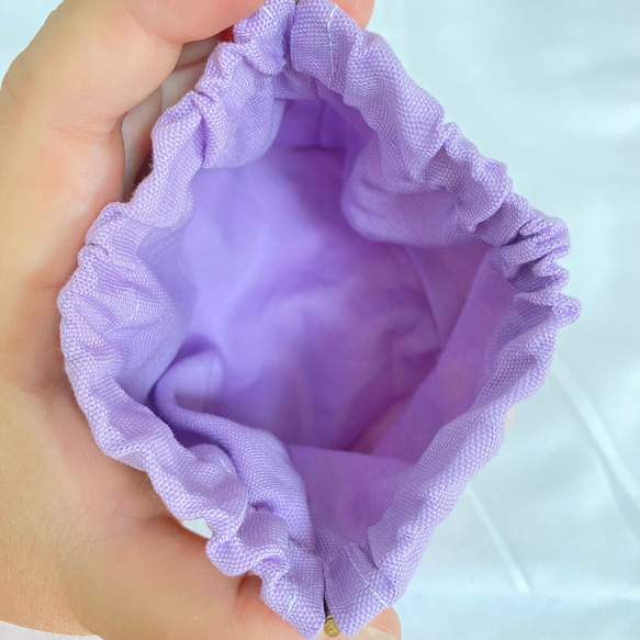 バネ口ポーチ 花柄ピンク　紫 3枚目の画像