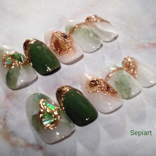 ジェルネイルチップ☆付け爪〜ニュアンスミラー☆シェル