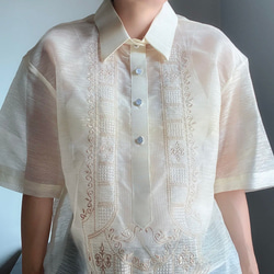 民族　刺繍シャツ　ブラウス　詰襟　レディース　シースルーシャツ　バンドカラー　ノーカラー　プルオーバーシャツ 11枚目の画像