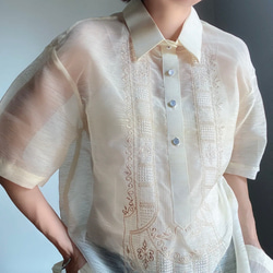 民族　刺繍シャツ　ブラウス　詰襟　レディース　シースルーシャツ　バンドカラー　ノーカラー　プルオーバーシャツ 10枚目の画像