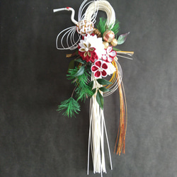 つまみ細工しめ縄「稲穂×紫」お正月飾り しめ縄・しめ飾り つまみ細工