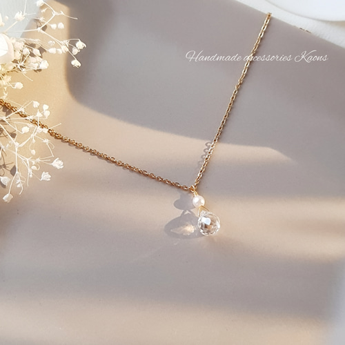 ネックレス つけっぱなしOKスワロフスキーパールネックレス クリスタル