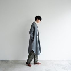 尾州産縮絨ウール/ ロングシャツワンピース/long shirt one piece/gray 1枚目の画像