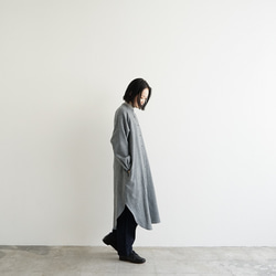 尾州産縮絨ウール/ ロングシャツワンピース/long shirt one piece/gray 7枚目の画像