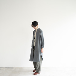 尾州産縮絨ウール/ ロングシャツワンピース/long shirt one piece/gray 4枚目の画像