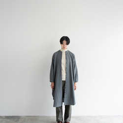 尾州産縮絨ウール/ ロングシャツワンピース/long shirt one piece/gray 2枚目の画像