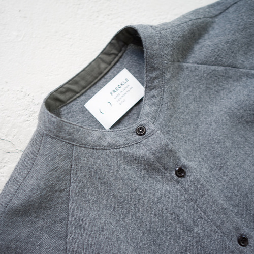 尾州産縮絨ウール/ ロングシャツワンピース/long shirt one piece/gray 