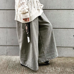 七分丈ガーゼバルーンパンツ/ブラック/知多木綿 格子柄ガーゼ ロング