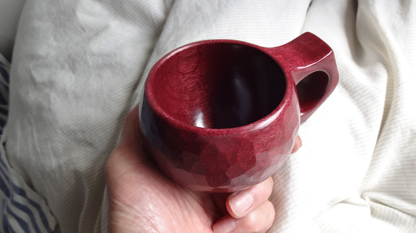　パープルハートの一木彫りコーヒーカップ. 9枚目の画像