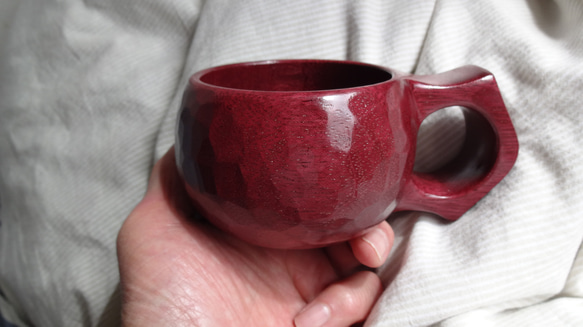 　パープルハートの一木彫りコーヒーカップ. 10枚目の画像