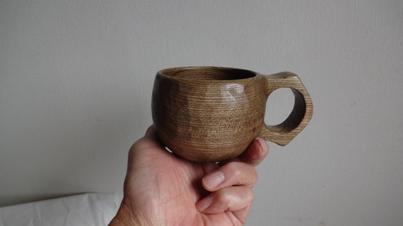 　神代楡の一木彫りコーヒーカップ　マット仕上げ　 3枚目の画像