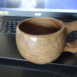 　神代楡の一木彫りコーヒーカップ　マット仕上げ　 2枚目の画像