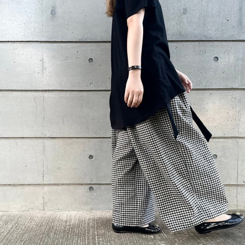 MARNI 黒 バギーパンツ　ワイドパンツ □10日内発送□【7/3再販】「最高幅！オールチェックワイド