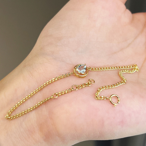 アクアマリンブレスレットk18 ブレスレット パール大好き(購入前に  