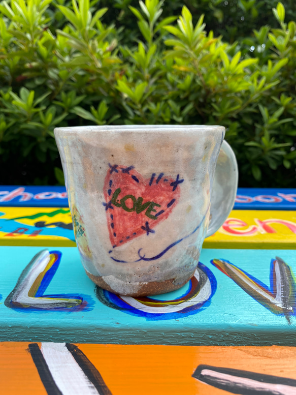 マグカップ　ハート　陶器　コーヒーカップ　　mhr1-24 3枚目の画像