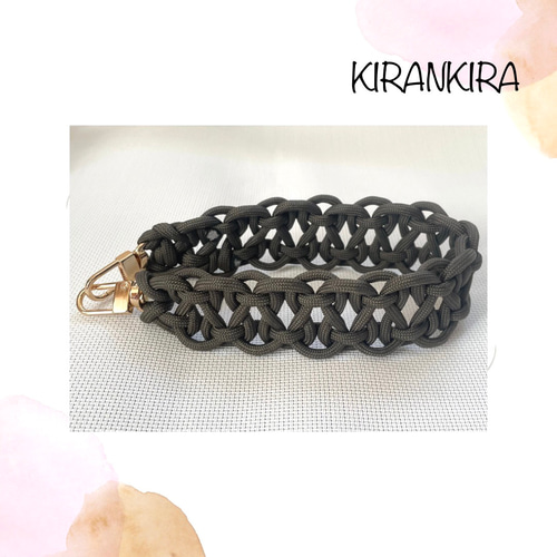 再販×2]パラコードのスマホ＊ハンドストラップKBK bar編み