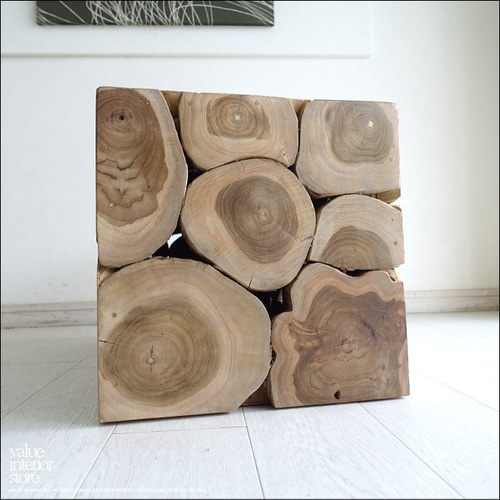 チーク無垢材 ブロックベンチN/A2 椅子 長椅子 スツール