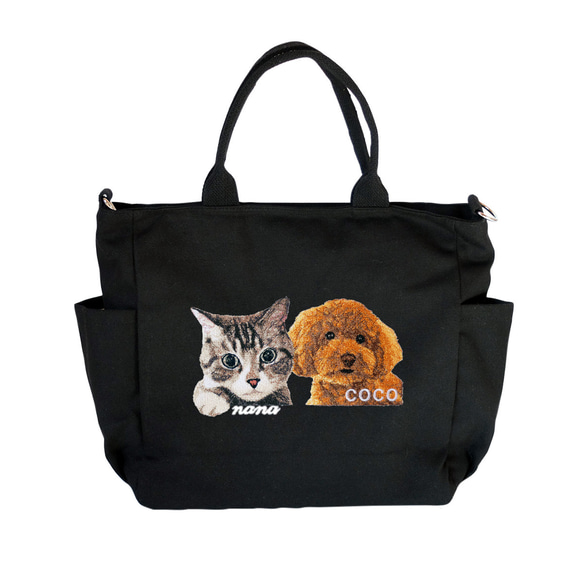 ＼ワッペンプレゼント／ うちの子 トートバッグ ショルダー 刺繍 犬 猫 お散歩 バッグ 2way nana 14枚目の画像