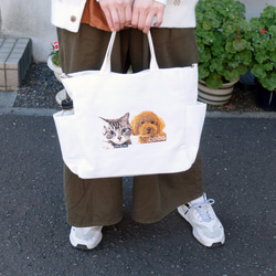 ＼ワッペンプレゼント／ うちの子 トートバッグ ショルダー 刺繍 犬 猫 お散歩 バッグ 2way nana 4枚目の画像