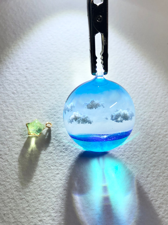 【受注製作】情景レジン-宮古島の海(M size)  プレゼント/雲/空/晴れやかブルー 3枚目の画像