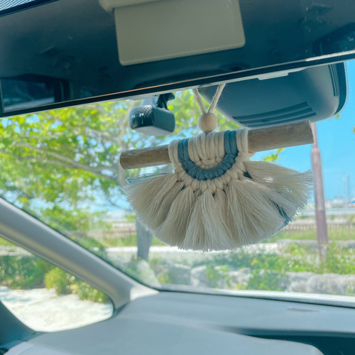 車のルームミラーアクセサリー マクラメタペストリー ミニサイズ