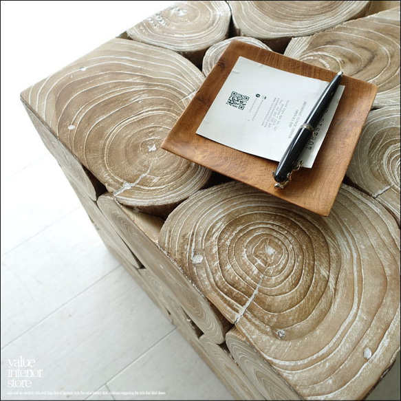 無垢 チークブロックスツールNW39 椅子 イス ベンチ チェア ナチュラル 手作り家具 チェア 銘木 無垢材家具 5枚目の画像