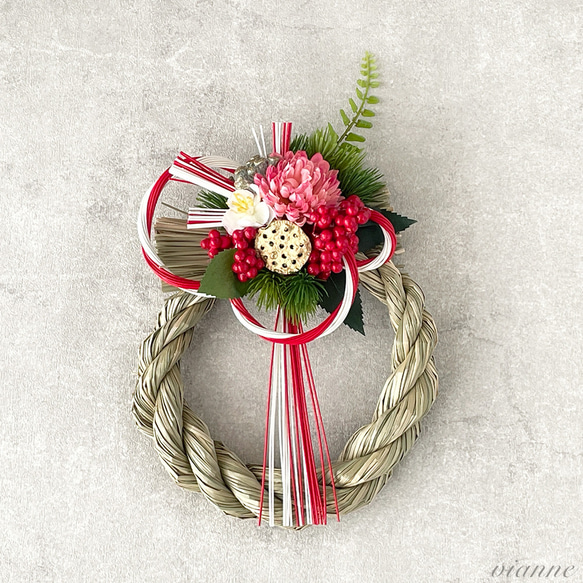 マムと南天の実のしめ縄飾り しめ縄・しめ飾り vianne・comodo 通販