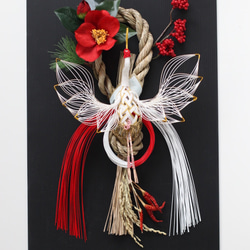 【完売：たくさんのご購入ありがとうございました】お正月飾り「飛翔」鶴が天高く羽ばたく姿を力強く美しく表現したしめ縄飾 2枚目の画像